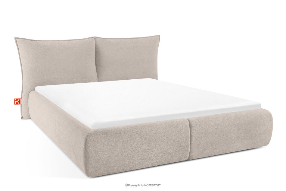 CONSO Bett mit weichem Kopfteil und Lattenrost beige Chenillestoff 180 beige - Foto 0