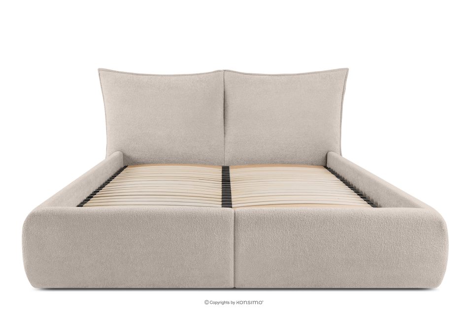 CONSO Bett mit weichem Kopfteil und Lattenrost beige Chenillestoff 180 beige - Foto 3