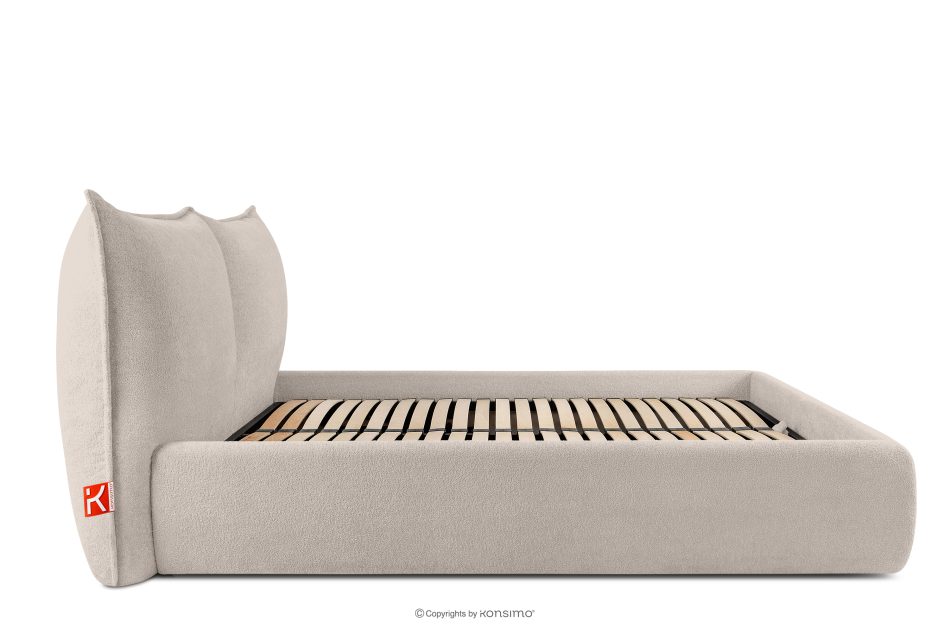 CONSO Bett mit weichem Kopfteil und Lattenrost beige Chenillestoff 180 beige - Foto 4