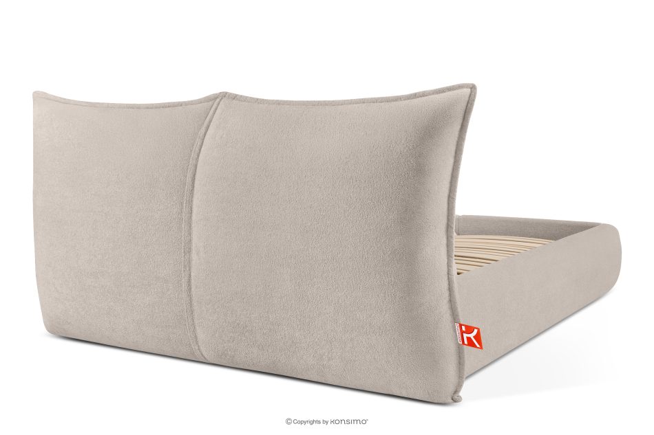 CONSO Bett mit weichem Kopfteil und Lattenrost beige Chenillestoff 180 beige - Foto 5