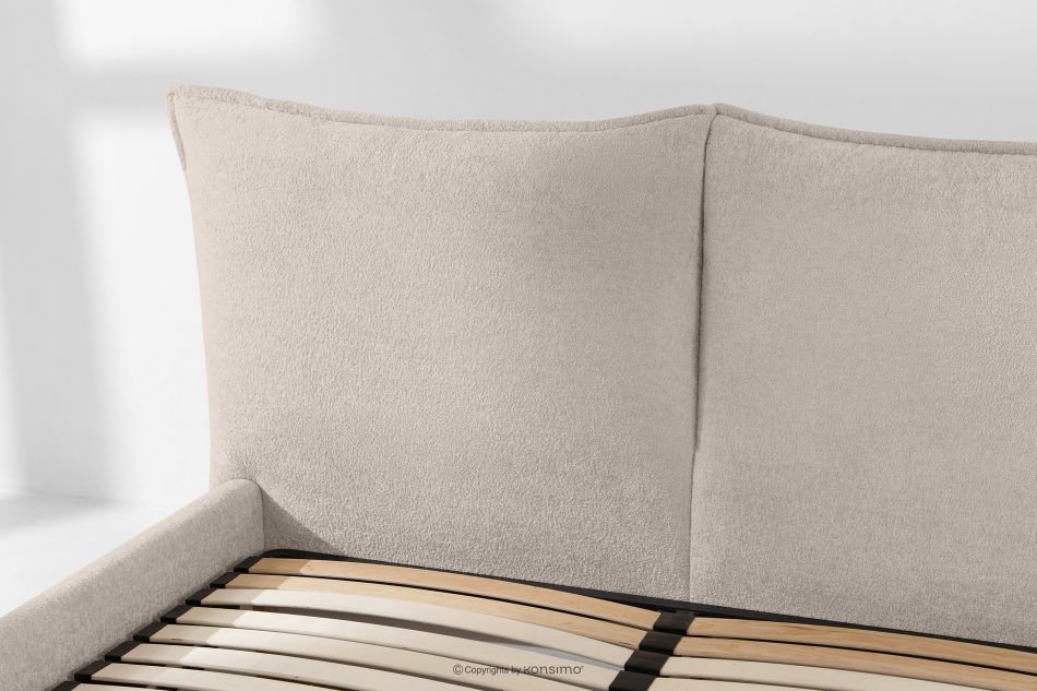 CONSO Bett mit weichem Kopfteil und Lattenrost beige Chenillestoff 180 beige - Foto 9