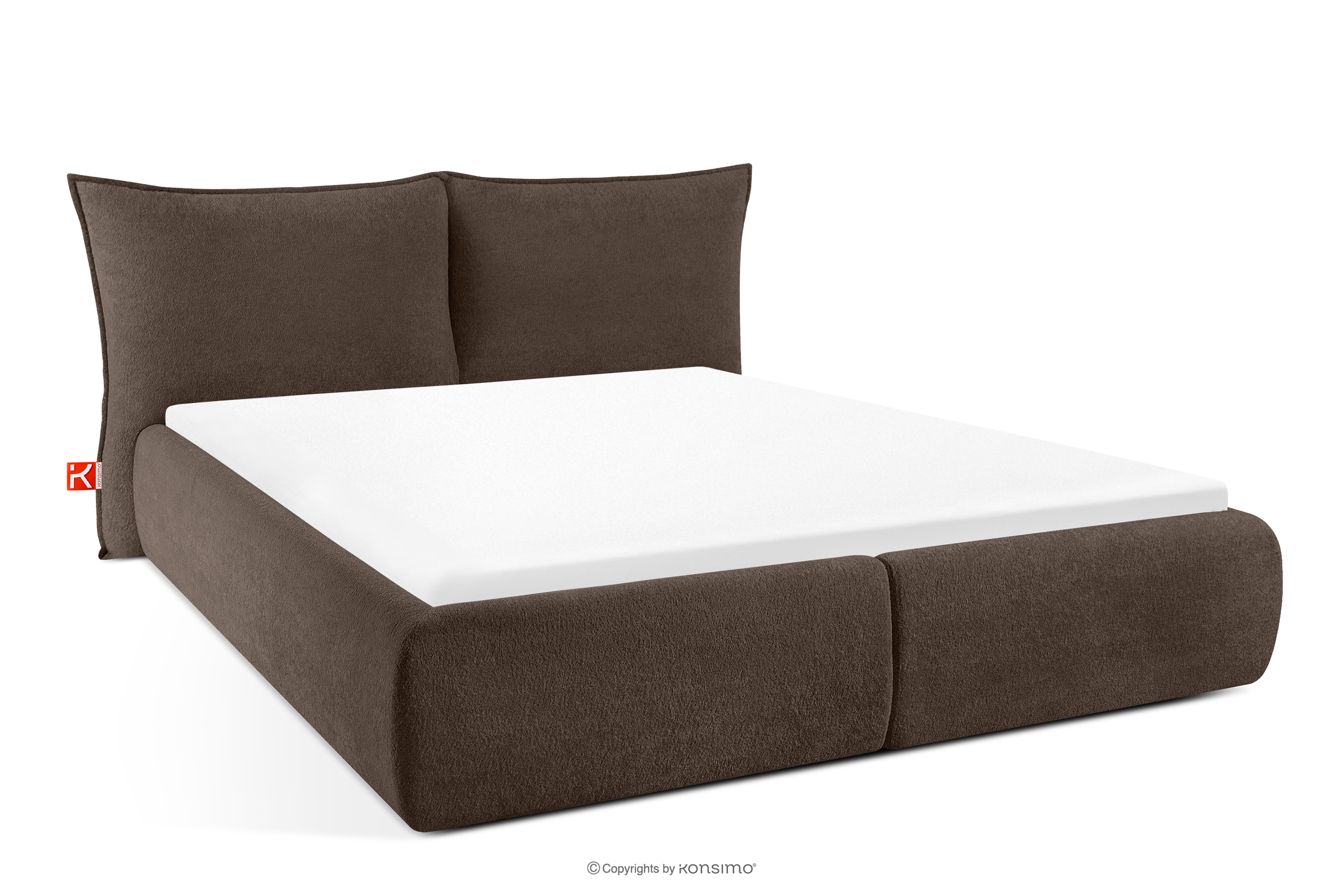 Bett mit weichem Kopfteil und Lattenrost dunkelbraun Chenillestoff 180
