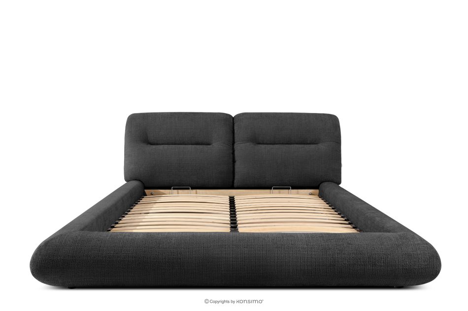 BERO Niedriges Polsterbett mit Bettrahmen 140 cm Anthrazit Chenille-Stoff anthrazit - Foto 3