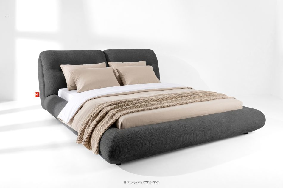 BERO Niedriges Polsterbett mit Bettrahmen 140 cm Anthrazit Chenille-Stoff anthrazit - Foto 1