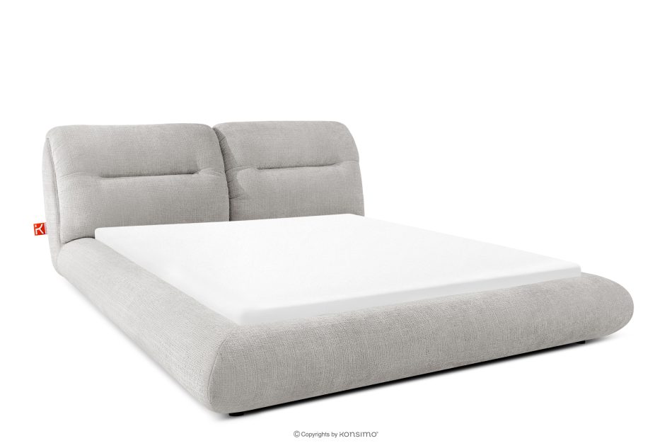 BERO Niedriges Polsterbett mit Bettrahmen 140 cm Hellgrau Chenille-Stoff hellgrau - Foto 0