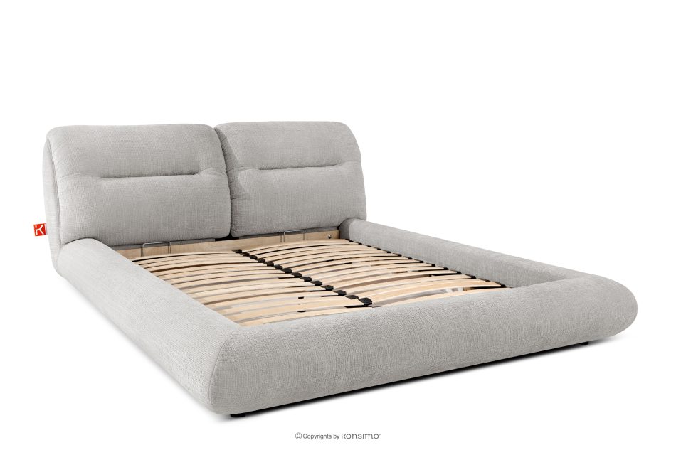 BERO Niedriges Polsterbett mit Bettrahmen 140 cm Hellgrau Chenille-Stoff hellgrau - Foto 2