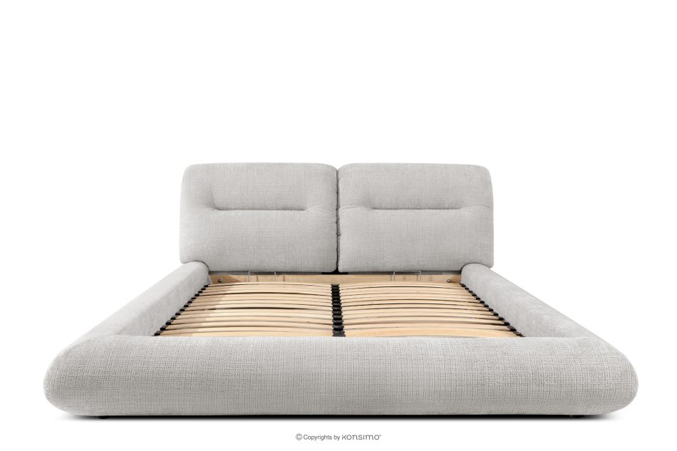 BERO Niedriges Polsterbett mit Bettrahmen 140 cm Hellgrau Chenille-Stoff hellgrau - Foto 3