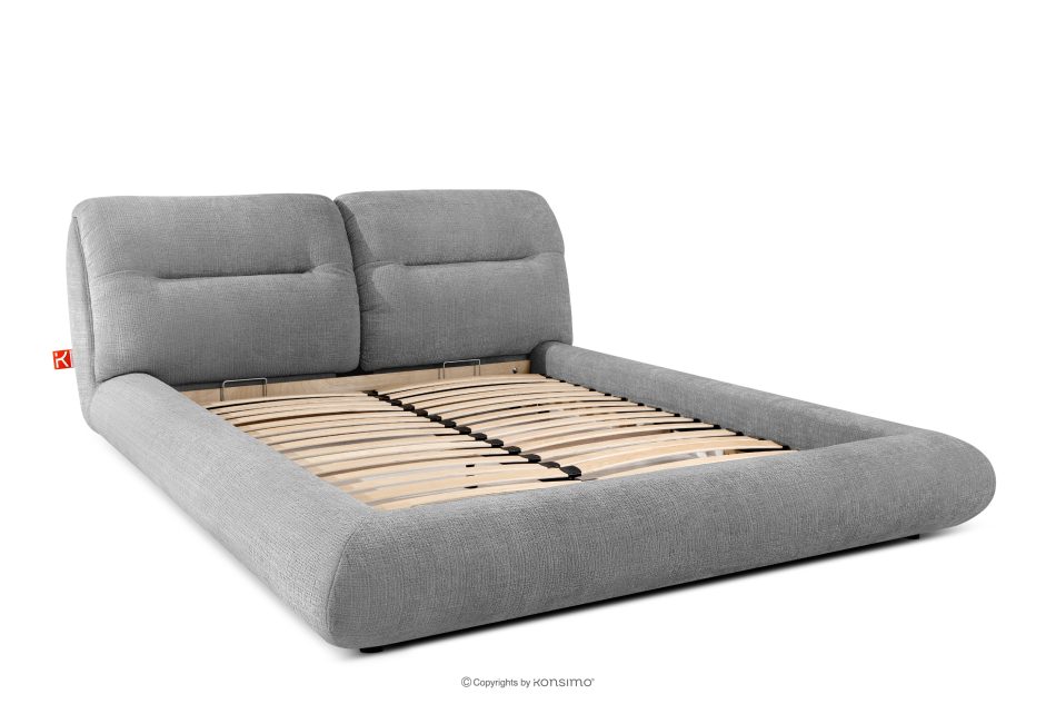 BERO Niedriges Polsterbett mit Bettrahmen 140 cm Dunkelgrau Chenille-Stoff dunkelgrau - Foto 2
