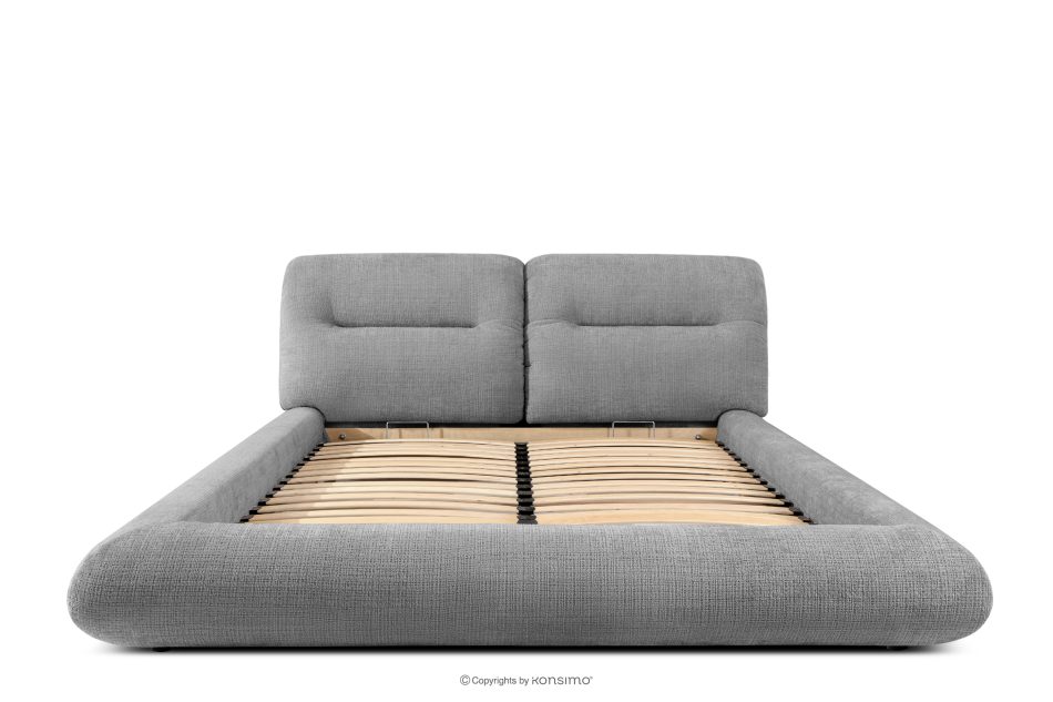 BERO Niedriges Polsterbett mit Bettrahmen 140 cm Dunkelgrau Chenille-Stoff dunkelgrau - Foto 3