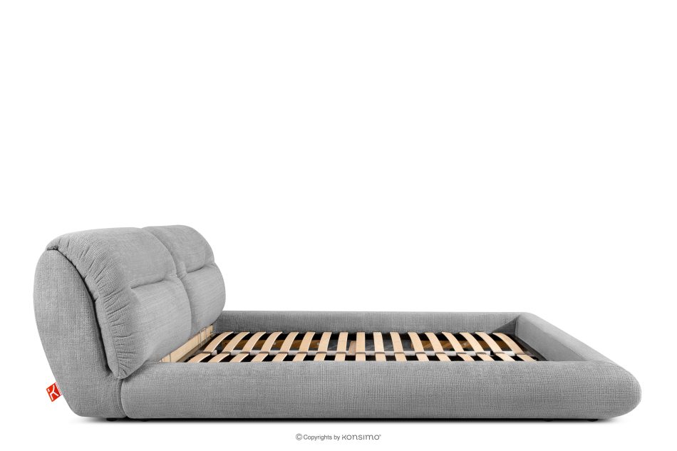 BERO Niedriges Polsterbett mit Bettrahmen 140 cm Dunkelgrau Chenille-Stoff dunkelgrau - Foto 4