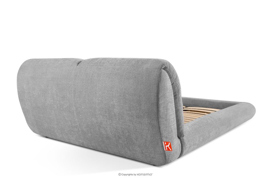 BERO Niedriges Polsterbett mit Bettrahmen 140 cm Dunkelgrau Chenille-Stoff dunkelgrau - Foto 5