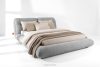 BERO Niedriges Polsterbett mit Bettrahmen 140 cm Dunkelgrau Chenille-Stoff dunkelgrau - Foto 2