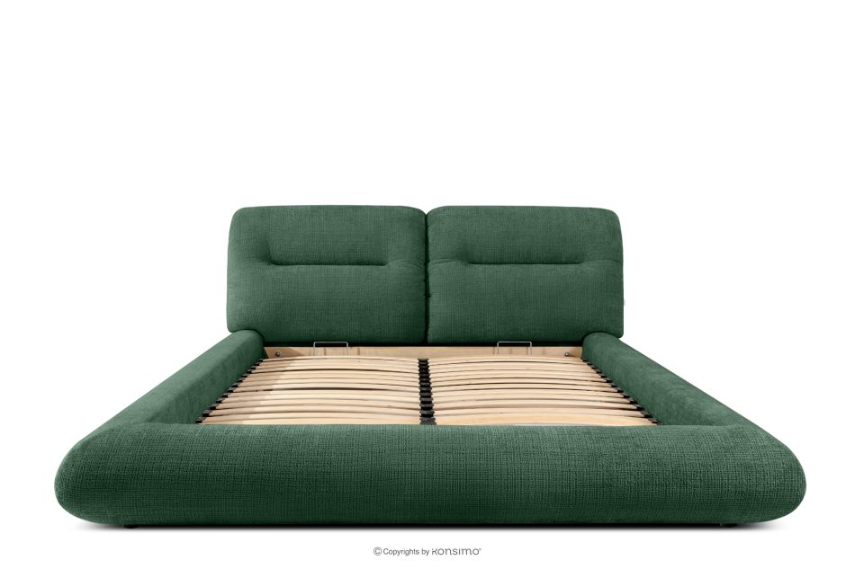 BERO Niedriges Polsterbett mit Bettrahmen 140 cm Grün Chenille-Stoff grün - Foto 3