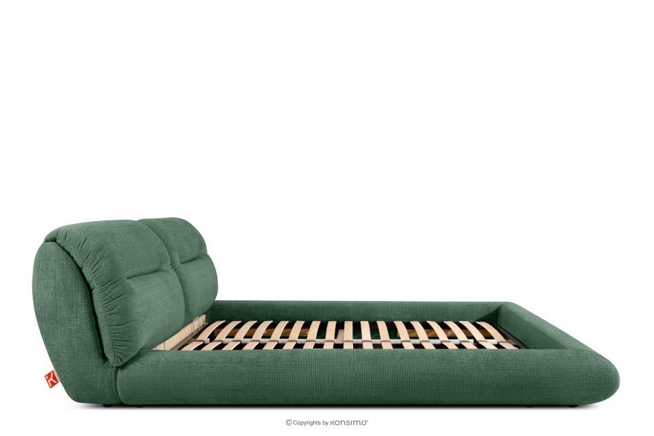BERO Niedriges Polsterbett mit Bettrahmen 140 cm Grün Chenille-Stoff grün - Foto 4