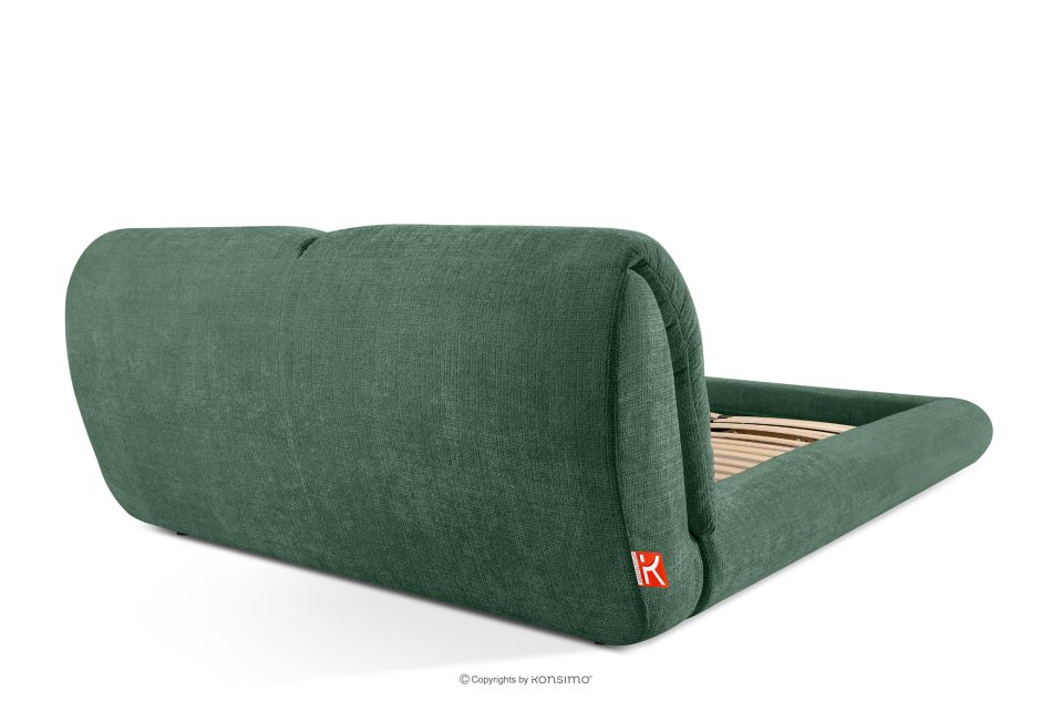 BERO Niedriges Polsterbett mit Bettrahmen 140 cm Grün Chenille-Stoff grün - Foto 5