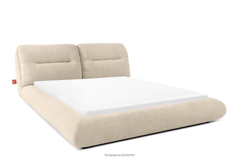 BERO Niedriges Polsterbett mit Bettrahmen 140 cm cremefarbener Chenille-Stoff cremefarben - Foto 0
