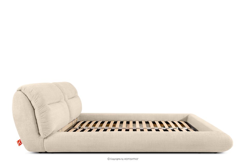 BERO Niedriges Polsterbett mit Bettrahmen 140 cm cremefarbener Chenille-Stoff cremefarben - Foto 4