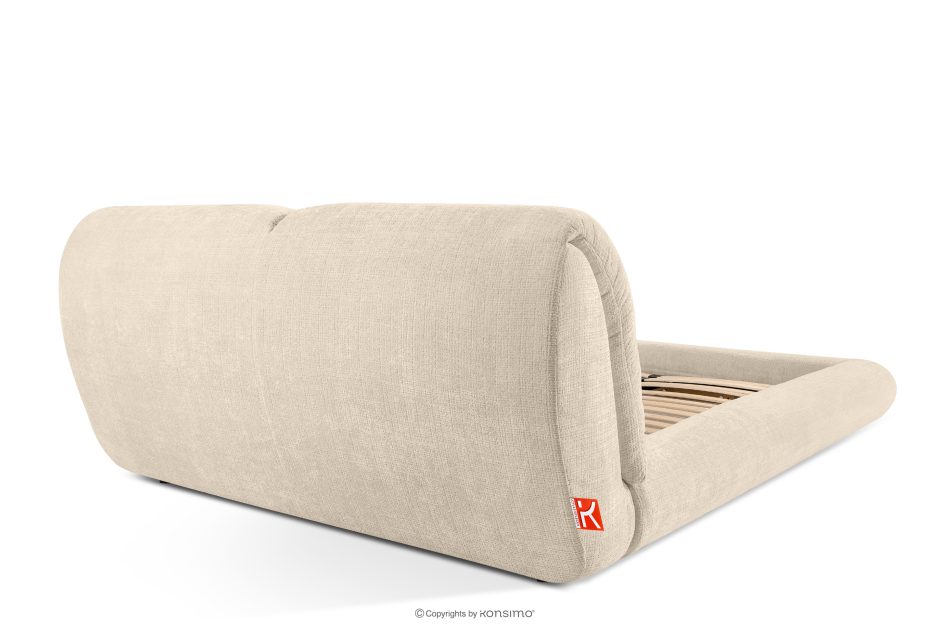 BERO Niedriges Polsterbett mit Bettrahmen 140 cm cremefarbener Chenille-Stoff cremefarben - Foto 5
