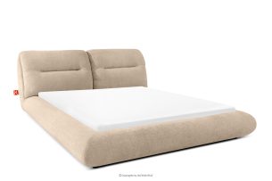 BERO, https://konsimo.de/kollektion/bero/ Niedriges Polsterbett mit Bettrahmen 140 cm beiger Chenille-Stoff beige - Foto