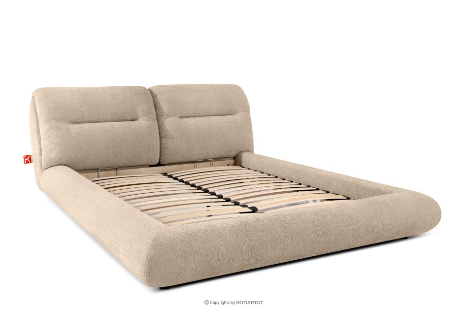 BERO Niedriges Polsterbett mit Bettrahmen 140 cm beiger Chenille-Stoff beige - Foto 2