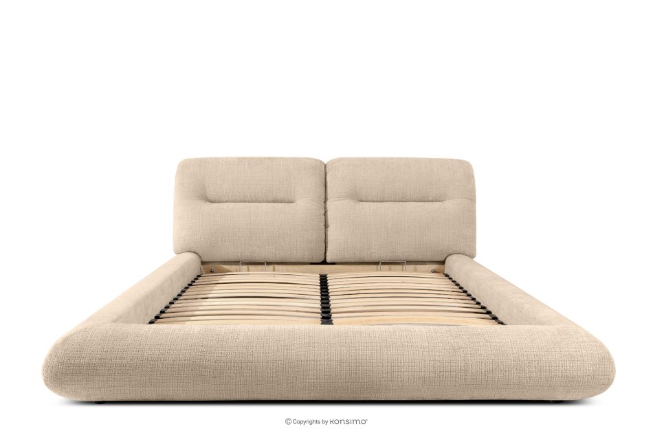 BERO Niedriges Polsterbett mit Bettrahmen 140 cm beiger Chenille-Stoff beige - Foto 3