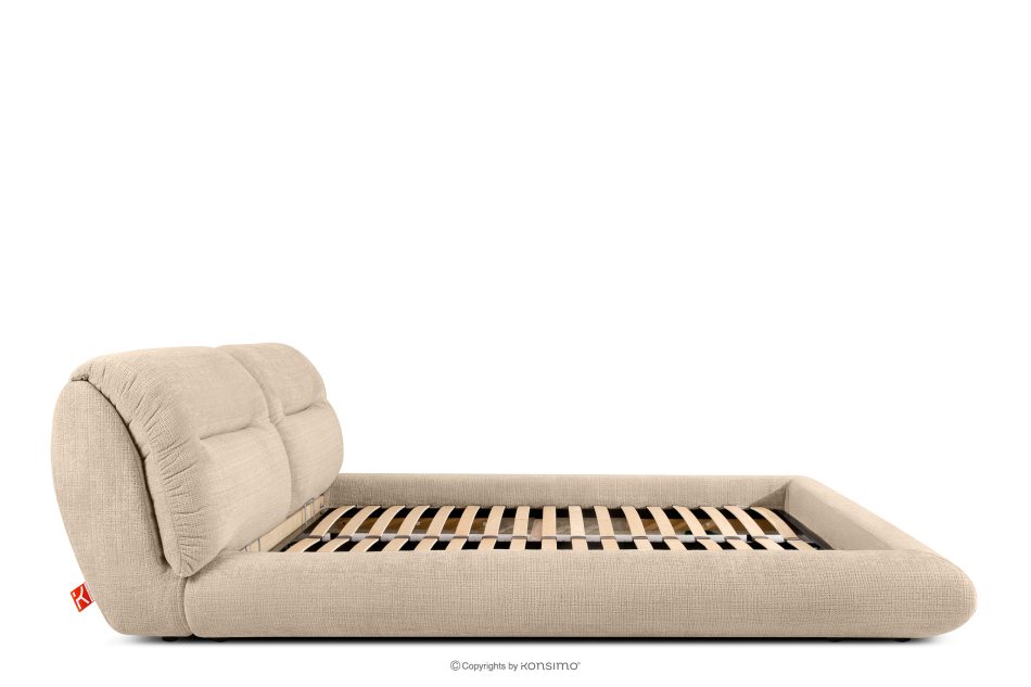BERO Niedriges Polsterbett mit Bettrahmen 140 cm beiger Chenille-Stoff beige - Foto 4