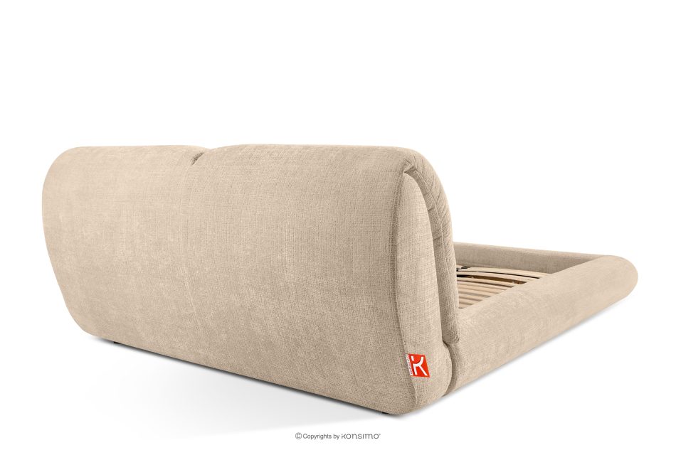 BERO Niedriges Polsterbett mit Bettrahmen 140 cm beiger Chenille-Stoff beige - Foto 5