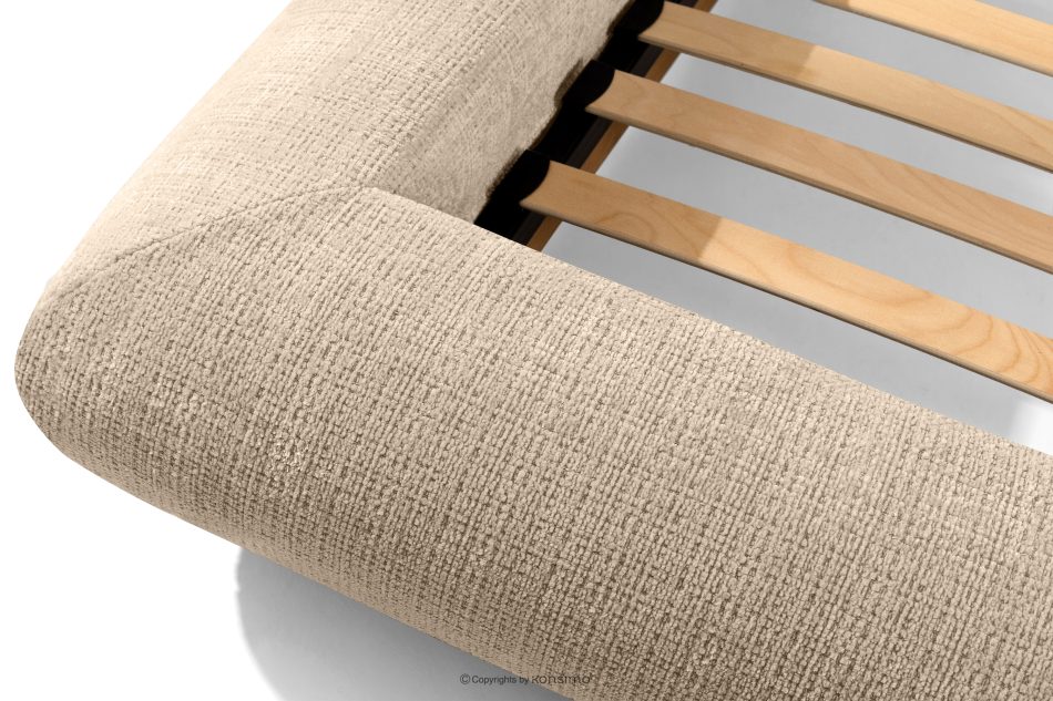 BERO Niedriges Polsterbett mit Bettrahmen 140 cm beiger Chenille-Stoff beige - Foto 6