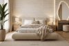 BERO Niedriges Polsterbett mit Bettrahmen 140 cm beiger Chenille-Stoff beige - Foto 15