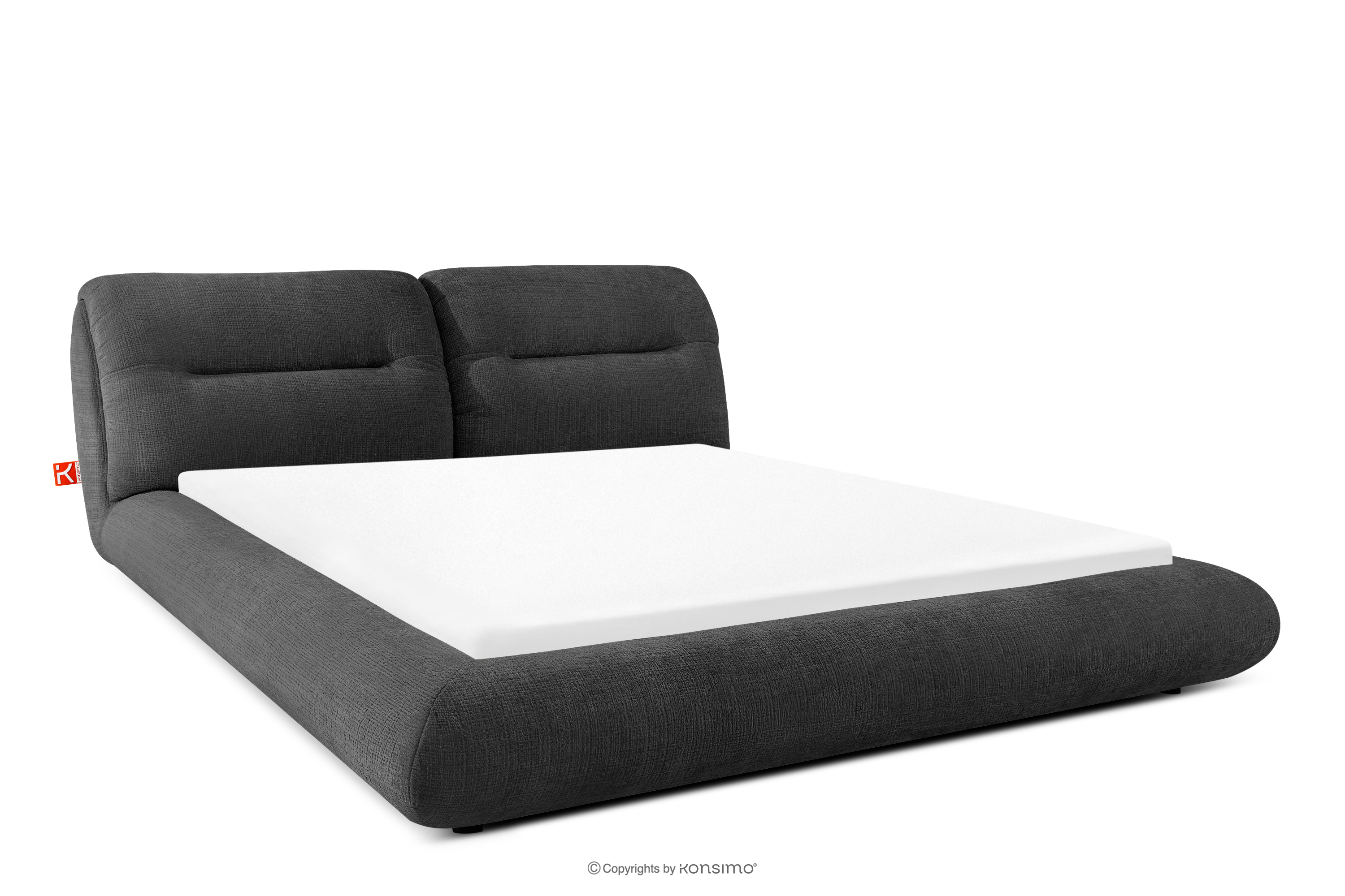 Niedriges Polsterbett mit Bettrahmen 160 cm anthrazitfarbener Chenille-Stoff