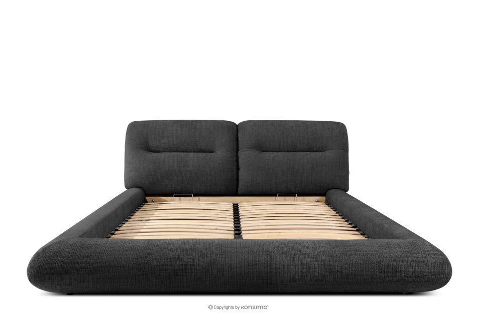 BERO Niedriges Polsterbett mit Bettrahmen 160 cm anthrazitfarbener Chenille-Stoff anthrazit - Foto 3