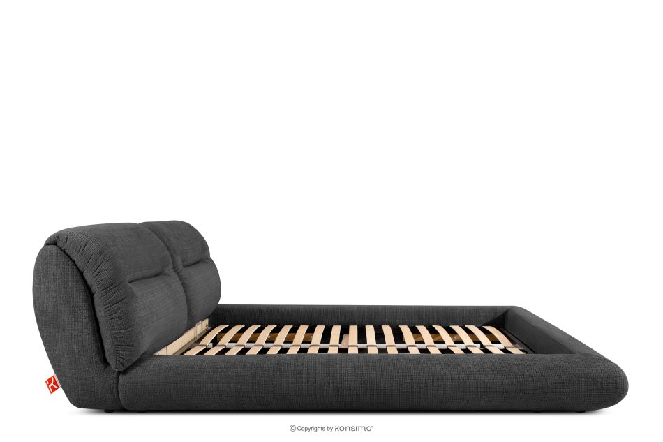 BERO Niedriges Polsterbett mit Bettrahmen 160 cm anthrazitfarbener Chenille-Stoff anthrazit - Foto 4