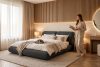 BERO Niedriges Polsterbett mit Bettrahmen 160 cm anthrazitfarbener Chenille-Stoff anthrazit - Foto 14