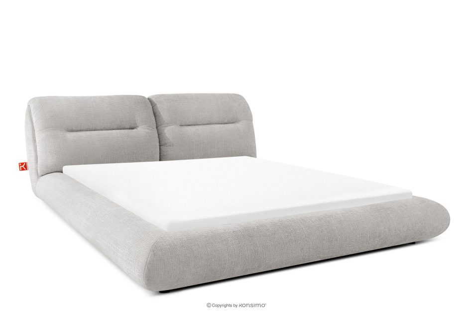 BERO Niedriges Polsterbett mit Bettrahmen 160 cm hellgrau Chenille-Stoff hellgrau - Foto 0