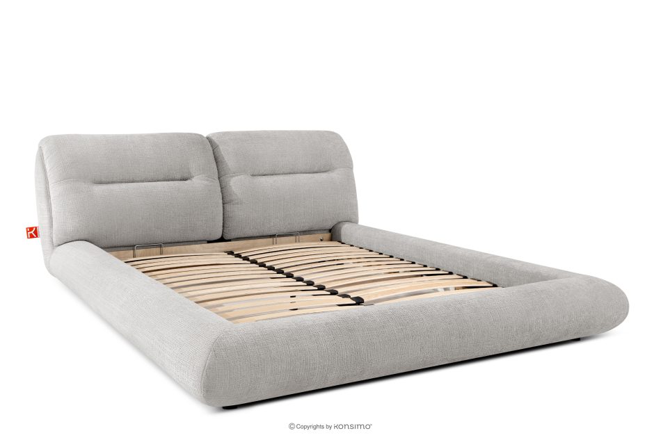 BERO Niedriges Polsterbett mit Bettrahmen 160 cm hellgrau Chenille-Stoff hellgrau - Foto 2