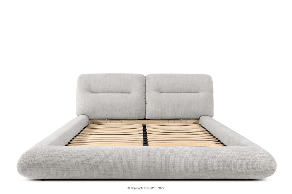 BERO Niedriges Polsterbett mit Bettrahmen 160 cm hellgrau Chenille-Stoff hellgrau - Foto 3
