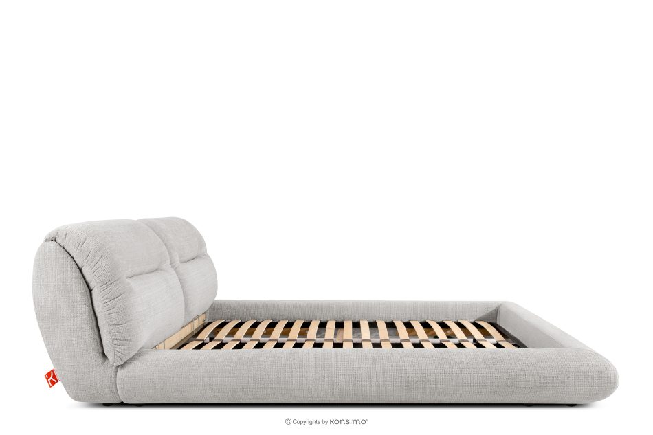 BERO Niedriges Polsterbett mit Bettrahmen 160 cm hellgrau Chenille-Stoff hellgrau - Foto 4