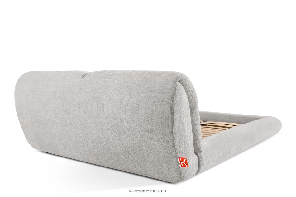 BERO Niedriges Polsterbett mit Bettrahmen 160 cm hellgrau Chenille-Stoff hellgrau - Foto 5