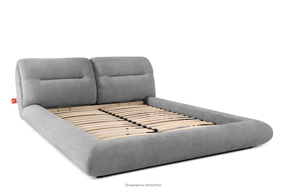 BERO Niedriges Polsterbett mit Bettrahmen 160 cm dunkelgrau Chenille-Stoff dunkelgrau - Foto 2