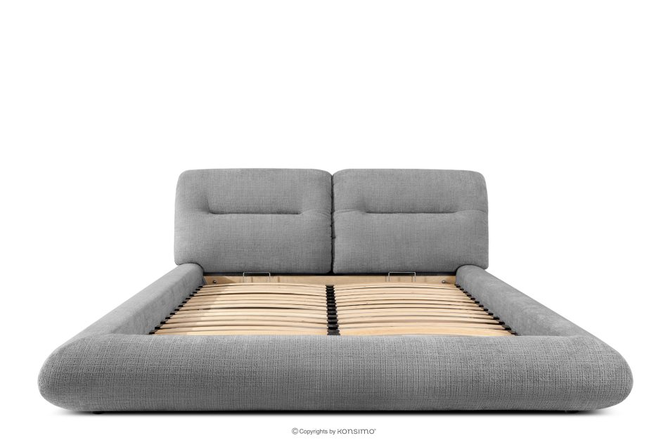 BERO Niedriges Polsterbett mit Bettrahmen 160 cm dunkelgrau Chenille-Stoff dunkelgrau - Foto 3