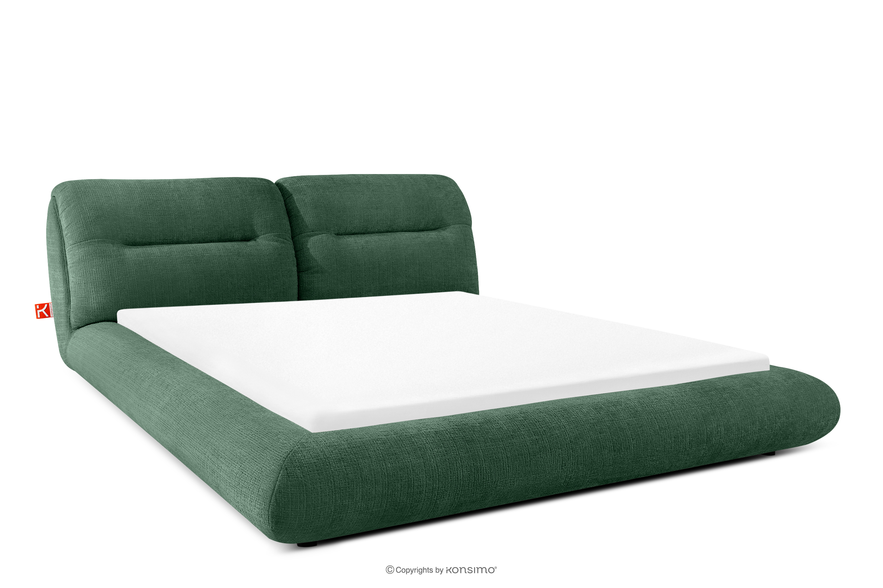 Niedriges Polsterbett mit Bettrahmen 160 cm grün Chenille-Stoff