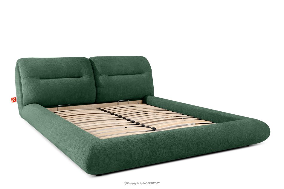 BERO Niedriges Polsterbett mit Bettrahmen 160 cm grün Chenille-Stoff grün - Foto 2
