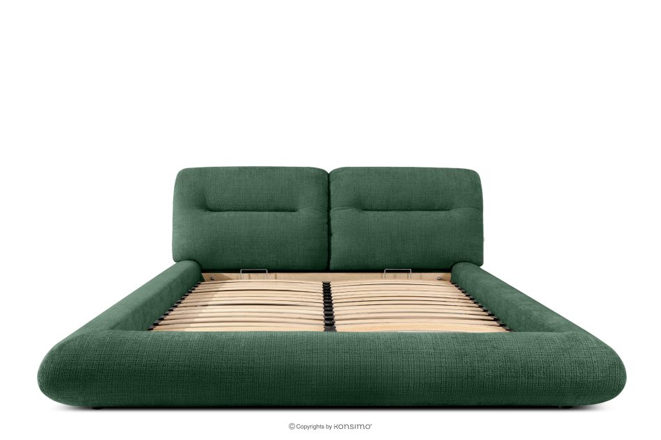 BERO Niedriges Polsterbett mit Bettrahmen 160 cm grün Chenille-Stoff grün - Foto 3