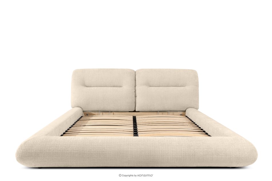 BERO Niedriges Polsterbett mit Bettrahmen 160 cm cremefarbener Chenille-Stoff cremefarben - Foto 3