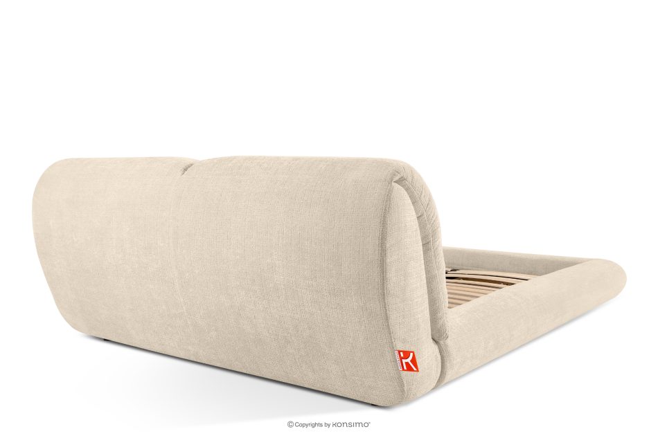 BERO Niedriges Polsterbett mit Bettrahmen 160 cm cremefarbener Chenille-Stoff cremefarben - Foto 5