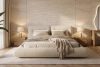 BERO Niedriges Polsterbett mit Bettrahmen 160 cm cremefarbener Chenille-Stoff cremefarben - Foto 15