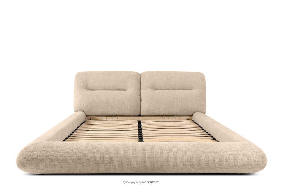 BERO Niedriges Polsterbett mit Bettrahmen 160 cm beiger Chenille-Stoff beige - Foto 3