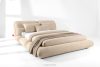 BERO Niedriges Polsterbett mit Bettrahmen 160 cm beiger Chenille-Stoff beige - Foto 2