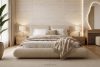 BERO Niedriges Polsterbett mit Bettrahmen 160 cm beiger Chenille-Stoff beige - Foto 15
