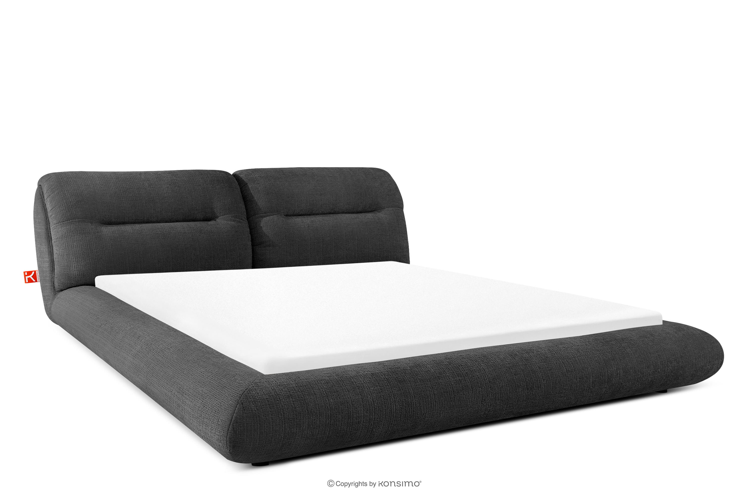 Niedriges Polsterbett mit Bettrahmen 180 cm anthrazitfarbener Chenille-Stoff